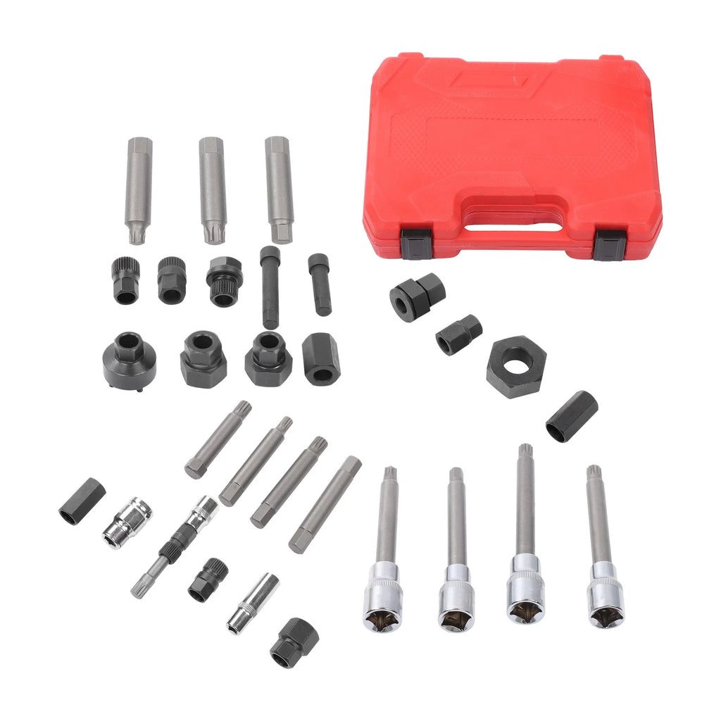 30-Piece Alternator Pulley Removal & Install Tool Kit for Auto Models