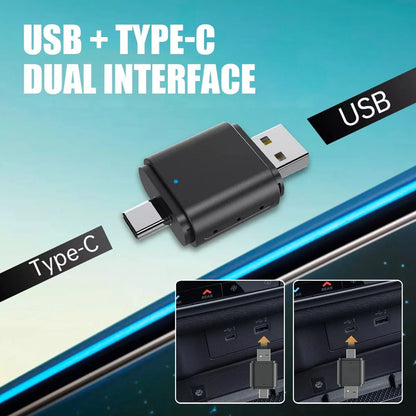 2 in 1 Mini Wireless Adapter for Carplay & Android Auto USB-A/Type-C