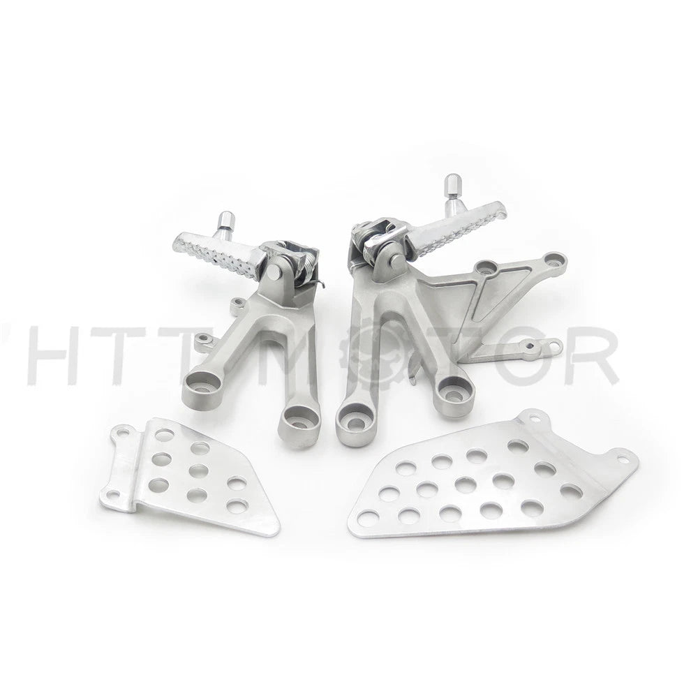Set of 2 Silver Front Footrest Pegs Bracket for Honda CBR1000RR (2004–2007)