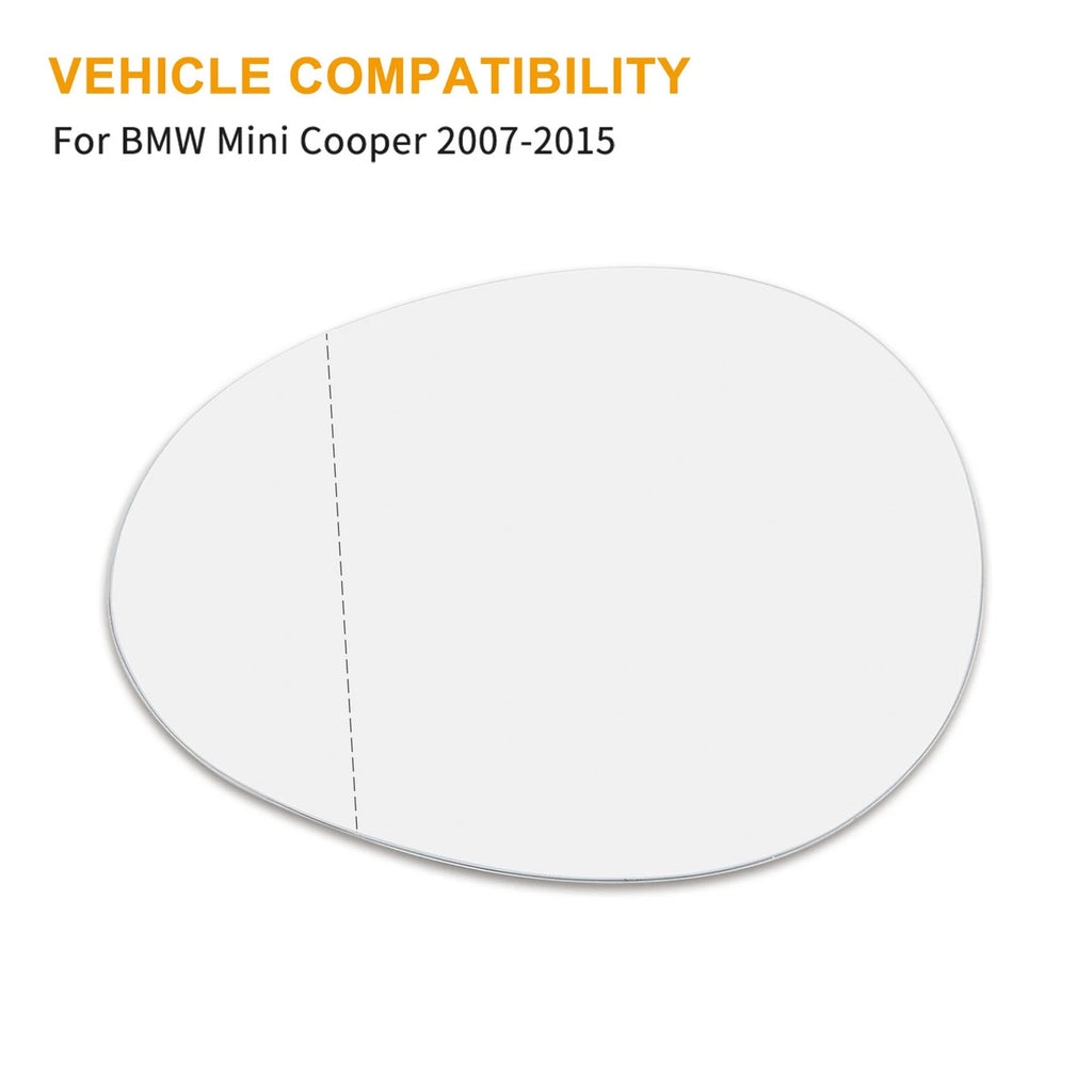 Mirror Glass for BMW Mini Cooper 2007–2015 Left Driver Side LH with Adhesive