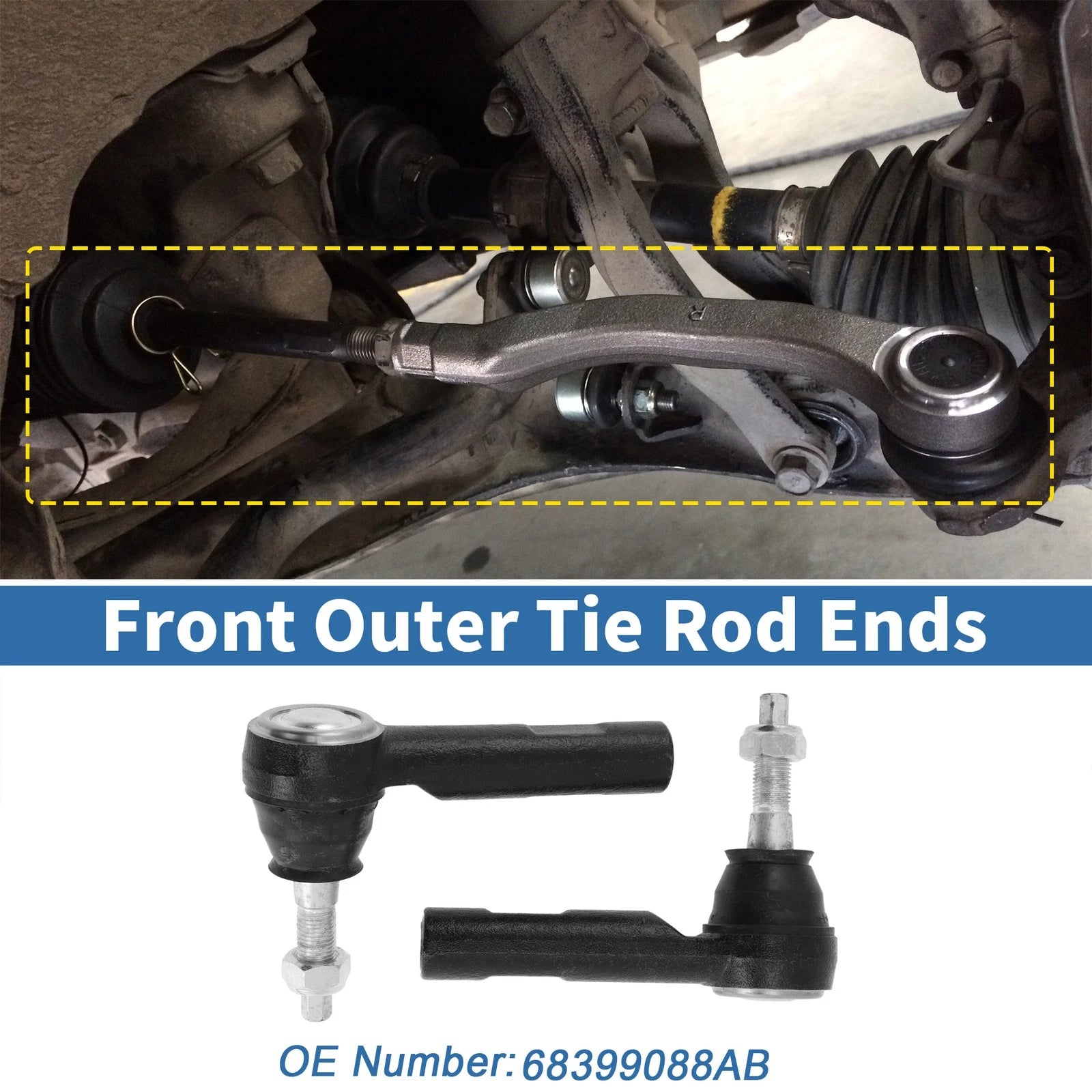 2X Front Outer Tie Rod End No.68399088AB for RAM 1500 (2019–2024)