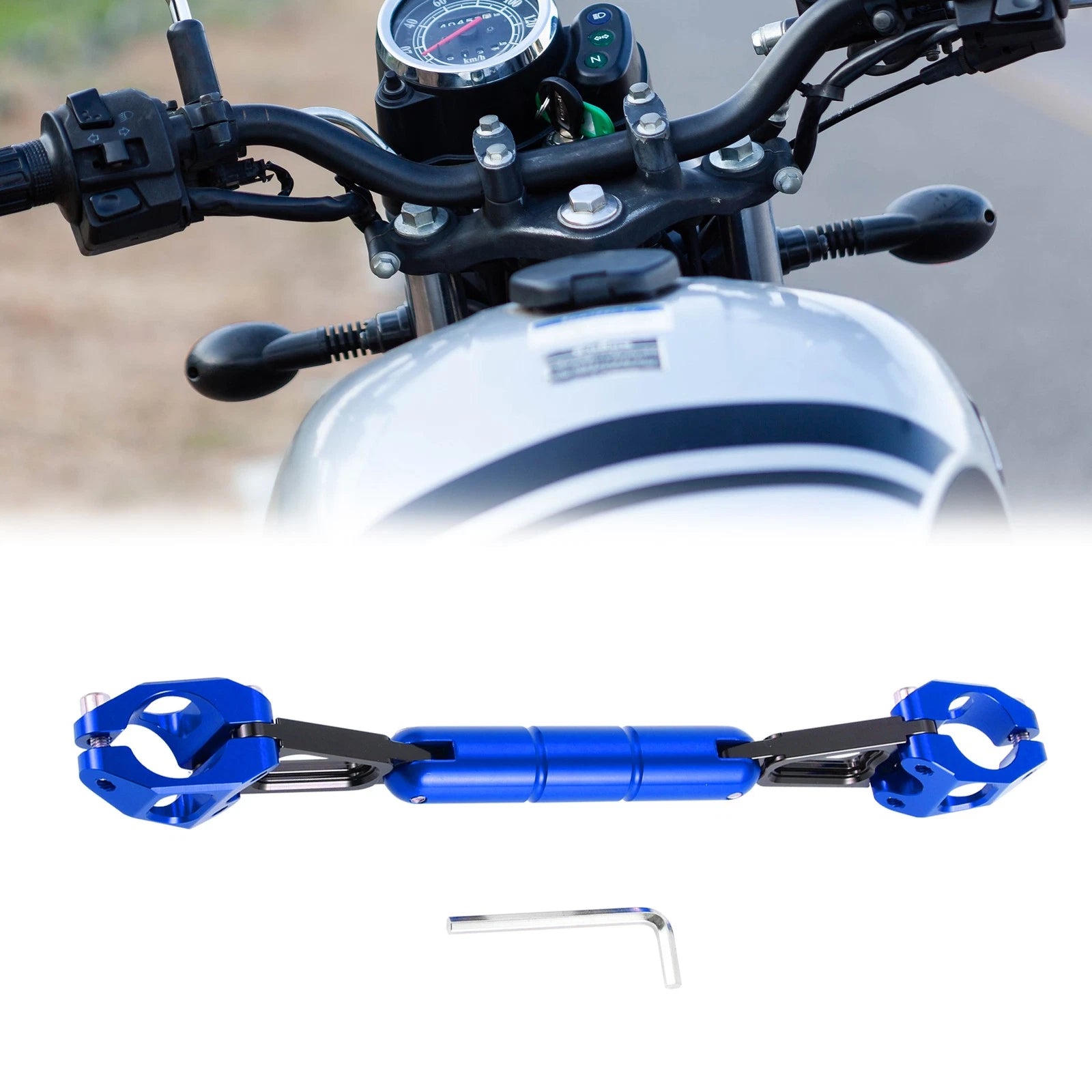 Adjustable Cross Bar Handlebar Kit for Motorcycle Motor Bike (Blue) (1 Set)