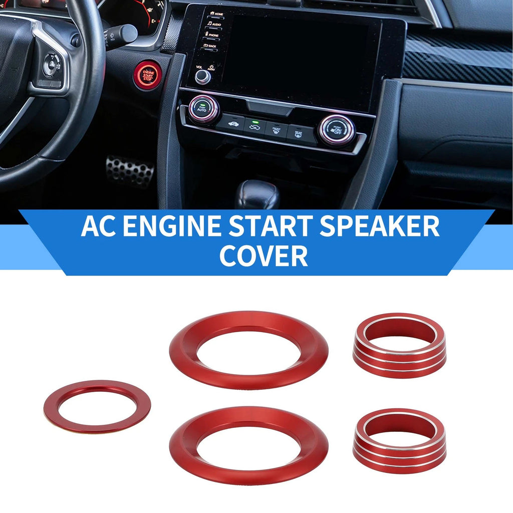 Engine Start Speaker Switch Knob Cover Ring Set for Honda Civic (2016–2021)