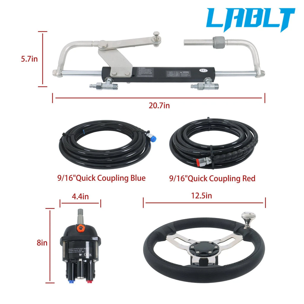 Hydraulic Outboard Steering Kit for LABLT 90HP (Bi-Directional Locking Cylinders)