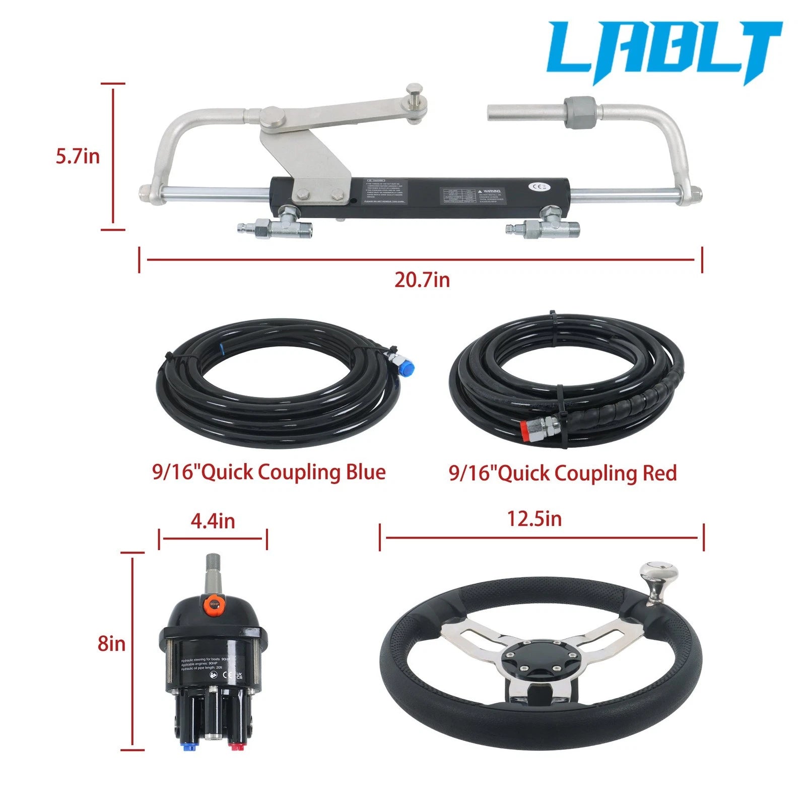 Hydraulic Outboard Steering Kit for LABLT 90HP (Bi-Directional Locking Cylinders)