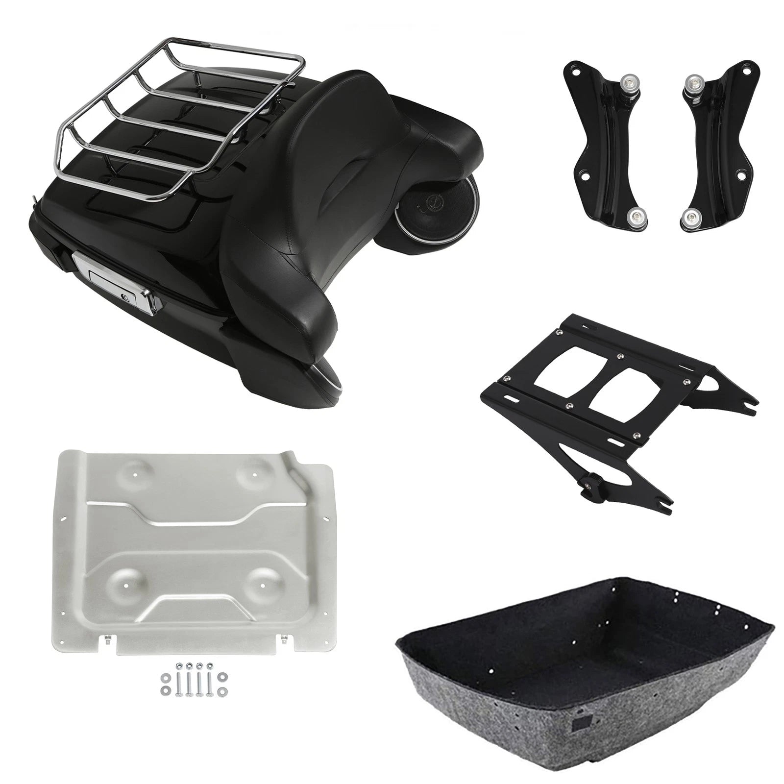 Backrest Light Speakers Mount Rack Plate for Harley Touring (2014–2026)