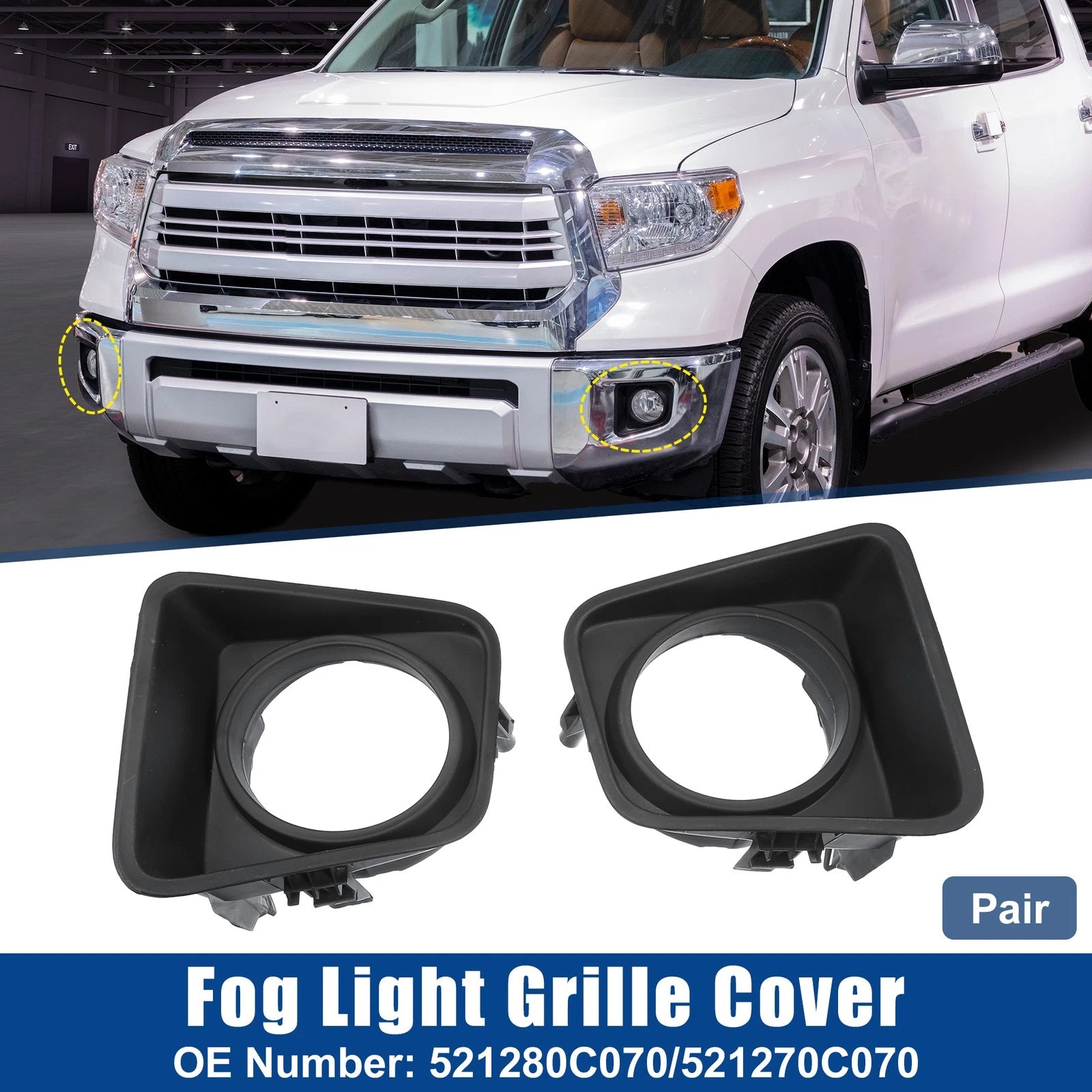 Pair Front Fog Light Grille Cover Trims Frame for Toyota (2000–2024)