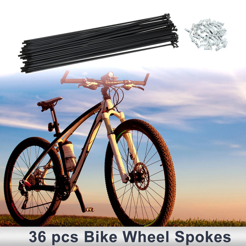Bicycle Spokes Nipple Set 251mm Length Carbon Steel Black for Universal (—)