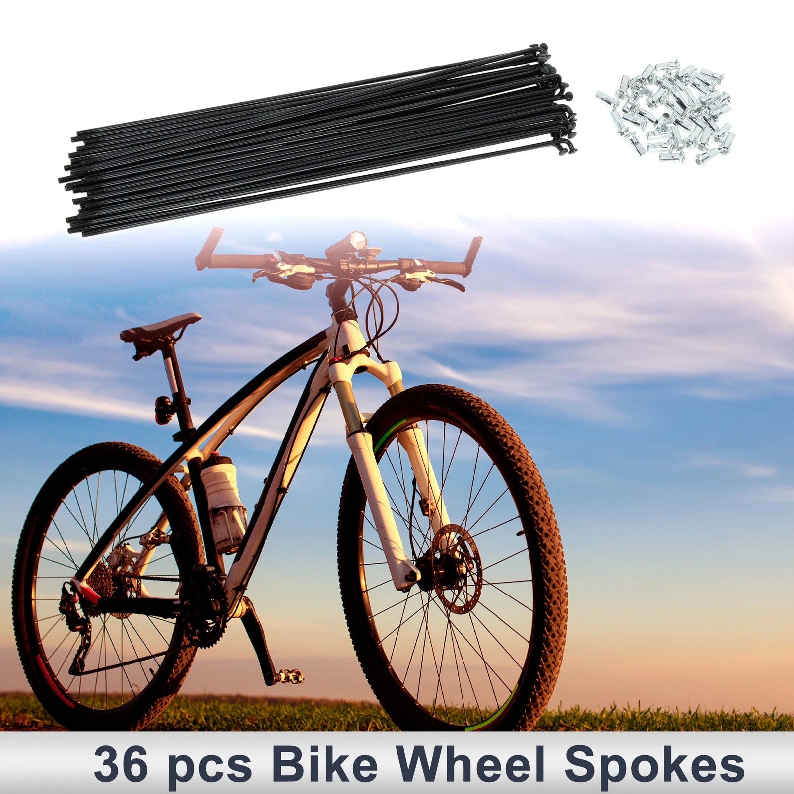 Bicycle Spokes Nipple Set 251mm Length Carbon Steel Black for Universal (—)