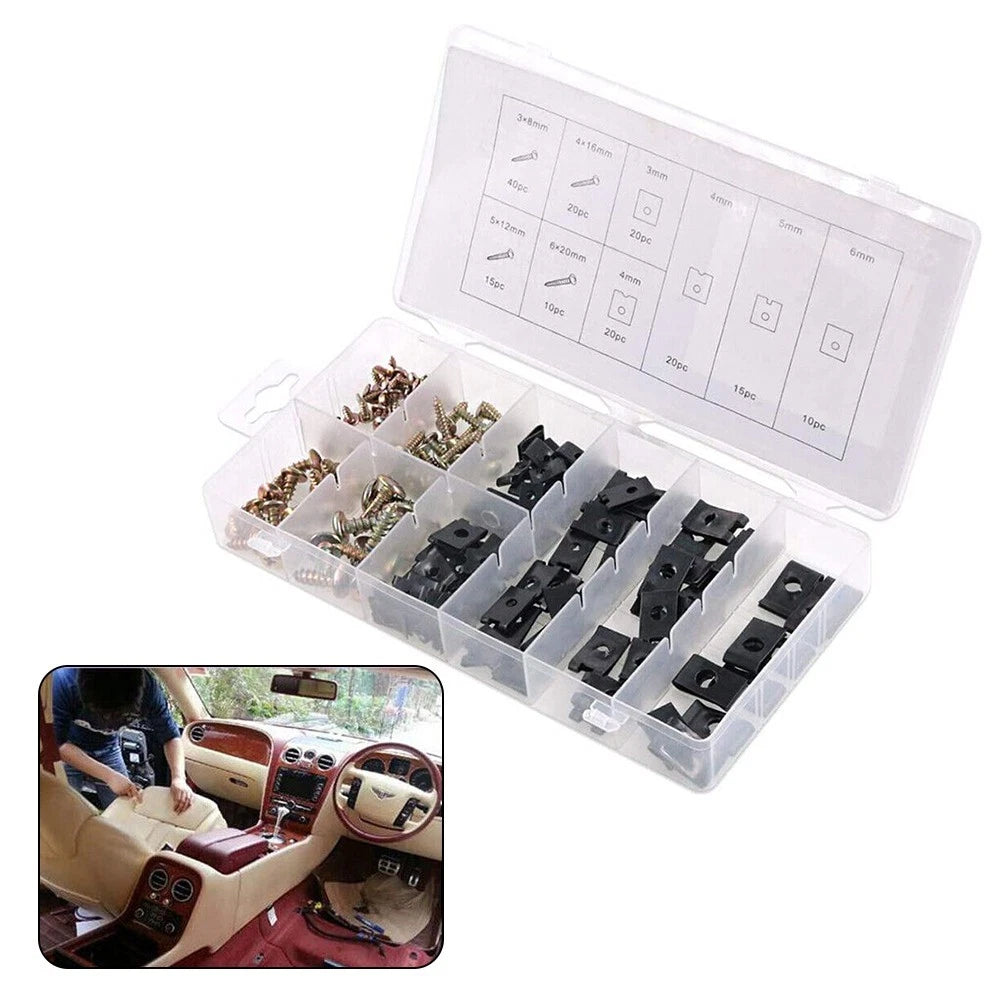 170-Piece U Nut Screw Assortment Kit for Efficient Car Maintenance