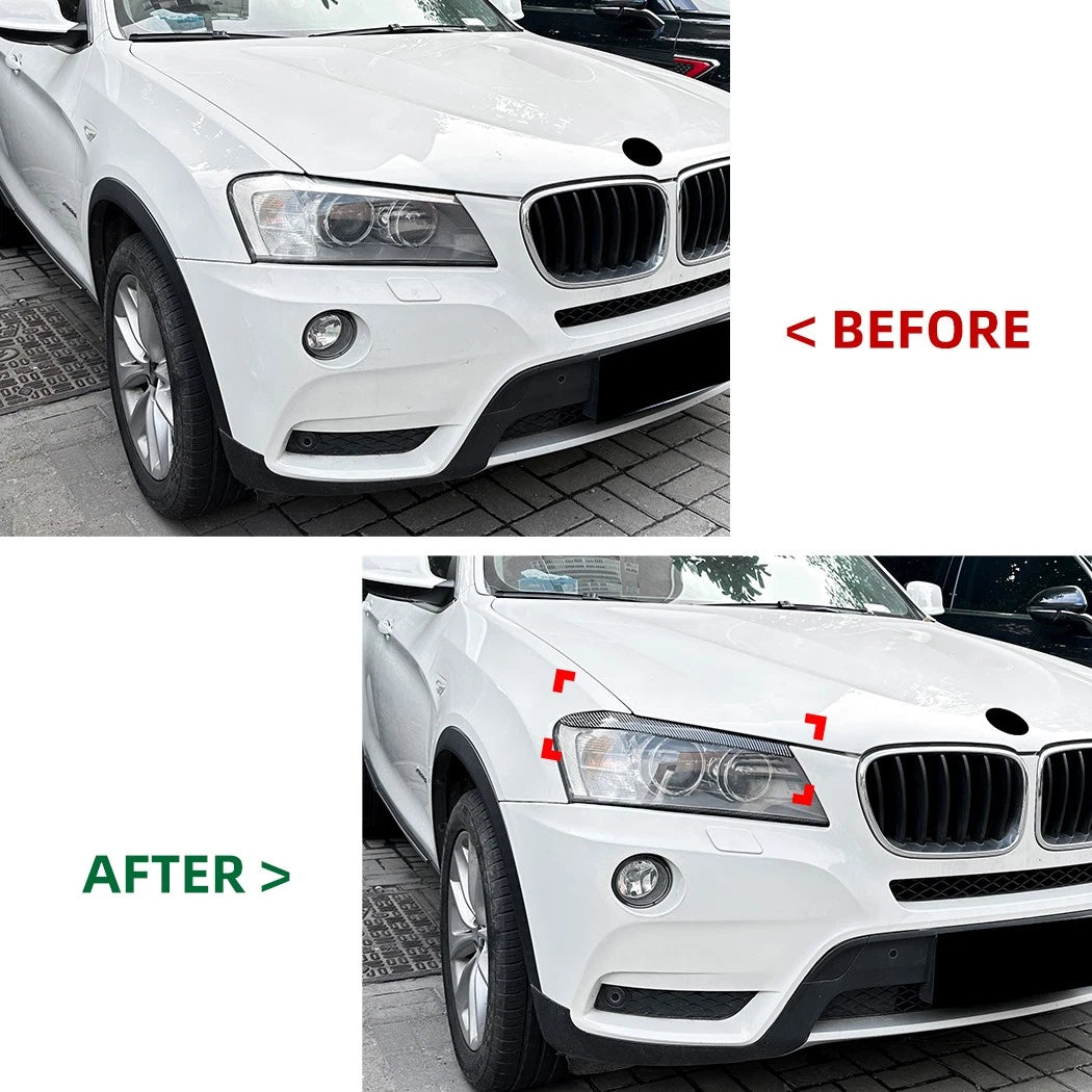 Carbon Look Headlight Eye Lids Covers for BMW X3 F25 (2011–2013)
