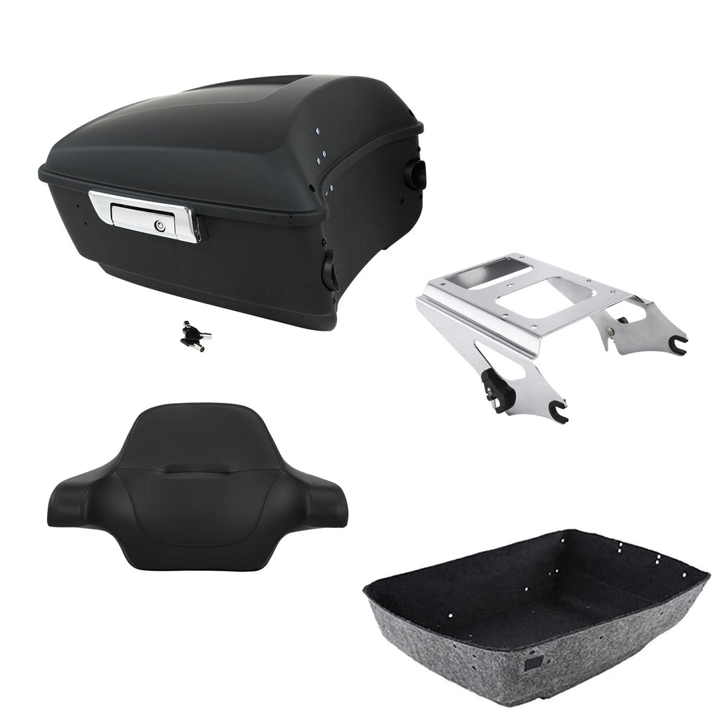 Matte Black Trunk Backrest Mount Rack for Harley Touring Glide (2009–2013)