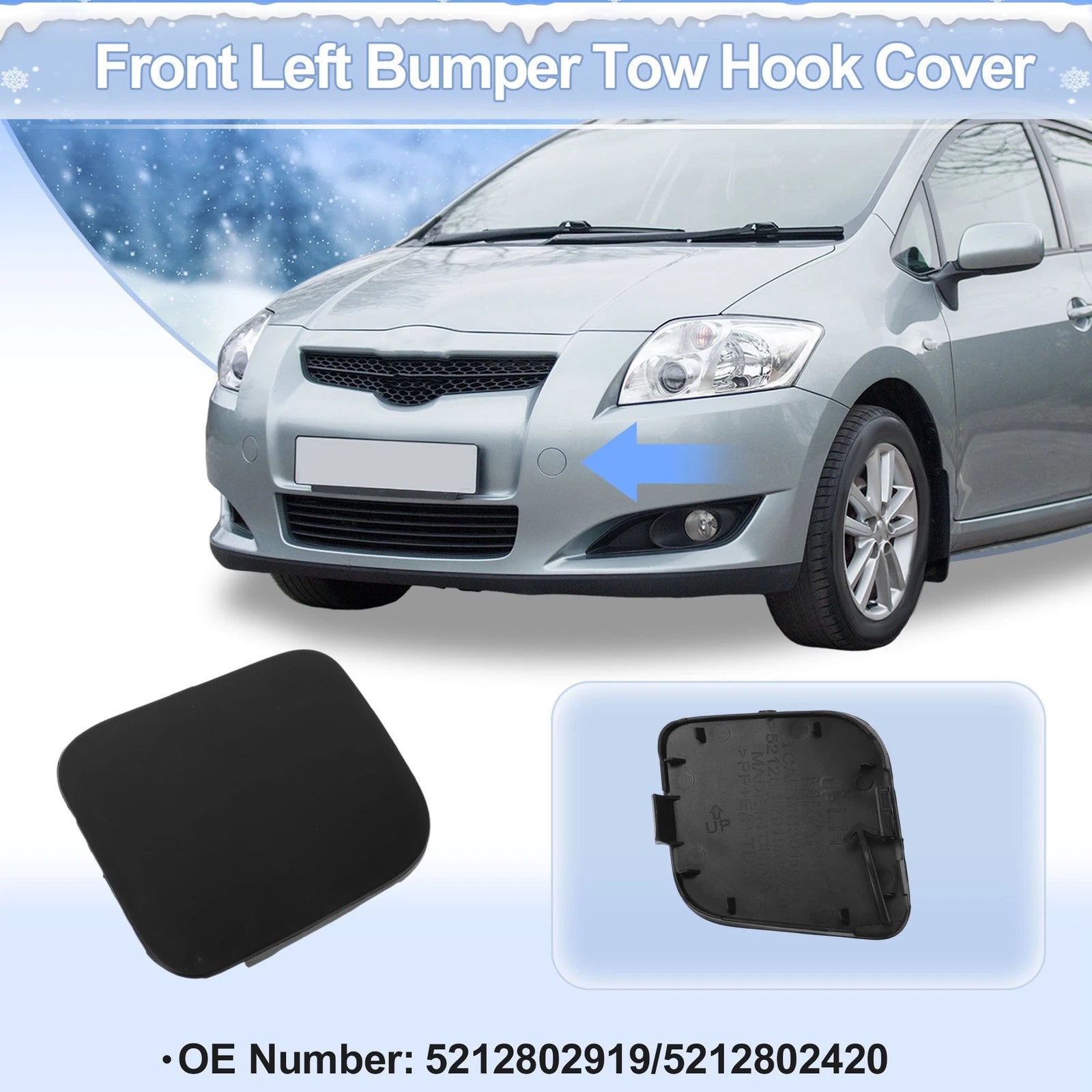 Front Left Tow Hook Cover Cap Replacement for Toyota Auris (2016–2018)