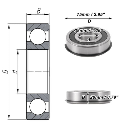Deep Groove Ball Bearing 32x75x20mm for Scooter Skateboard (1 Pc)