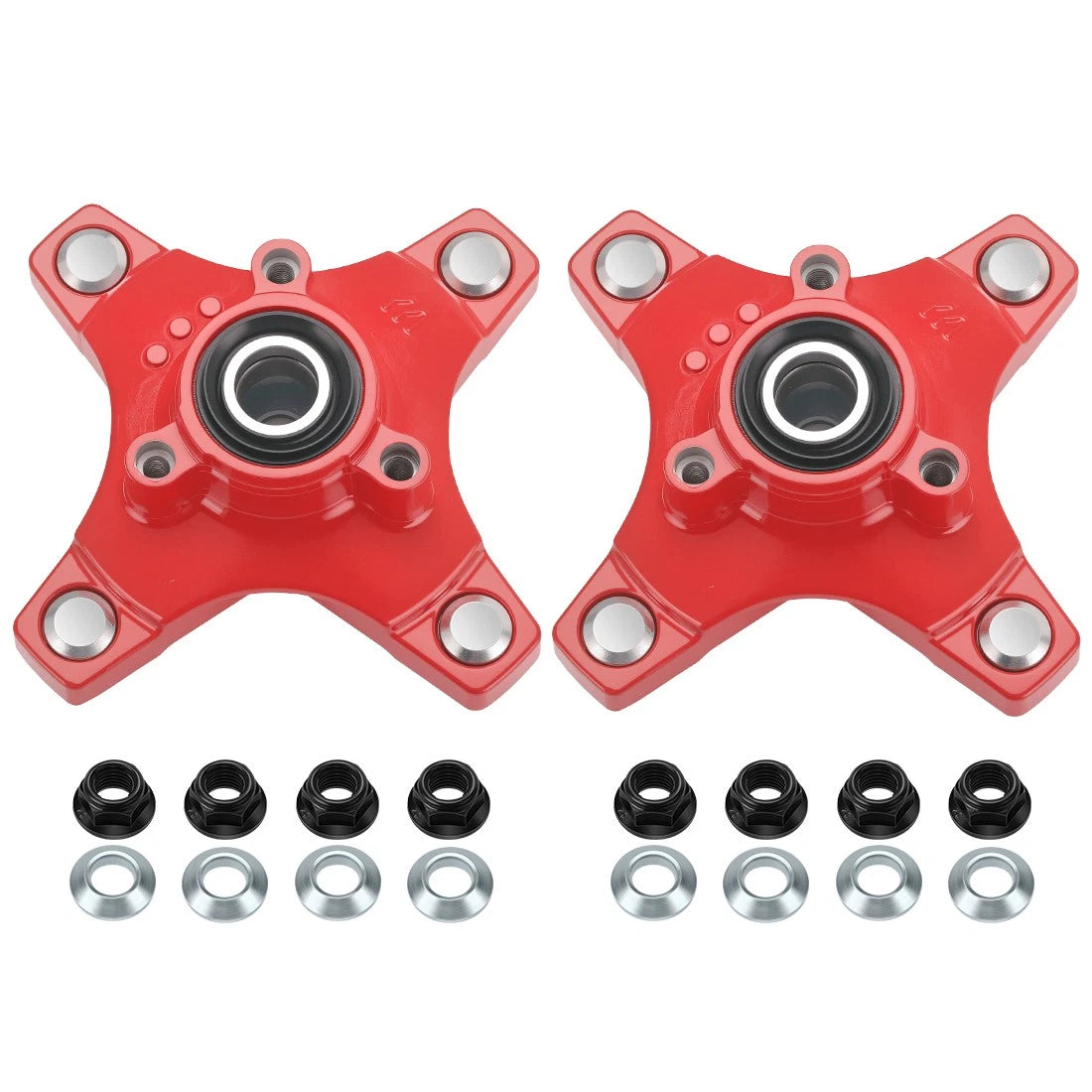 2PC Front Red Wheel Hubs w/Nuts for Honda TRX250X (2009–2020) TRX400X (2009, 2012–2014)