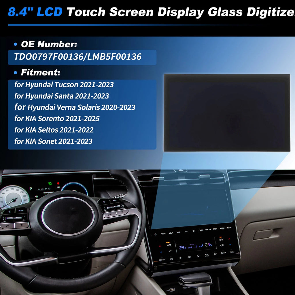 LCD Touch Screen Digitizer Glass Replacement for Hyundai Tucson (2021–2023)