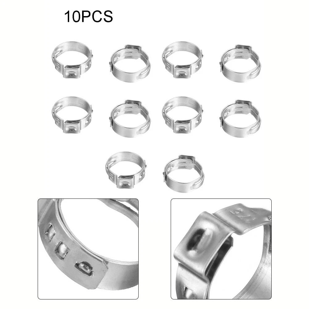 10X Single Ear Hose Clamps for Various Pipe Sizes