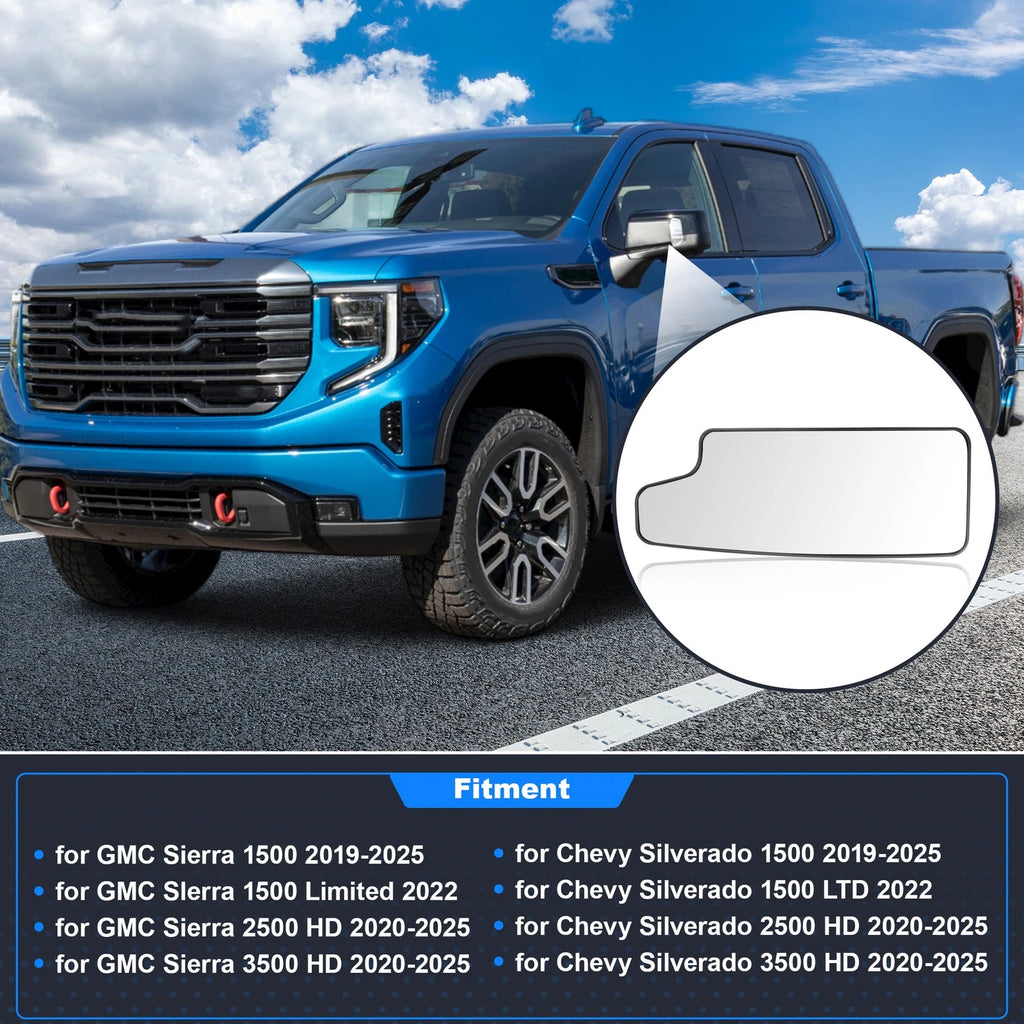 Left Lower Mirror Glass Replacement for Chevy Silverado and GMC Sierra (2007–2013)
