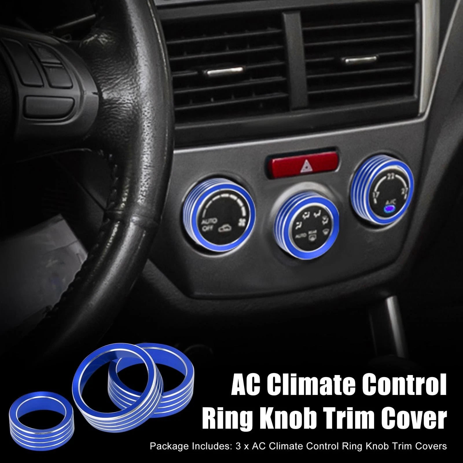 3pcs AC Climate Control Knob Ring Trim Cover Replacement for Subaru Forester (2019–2021)