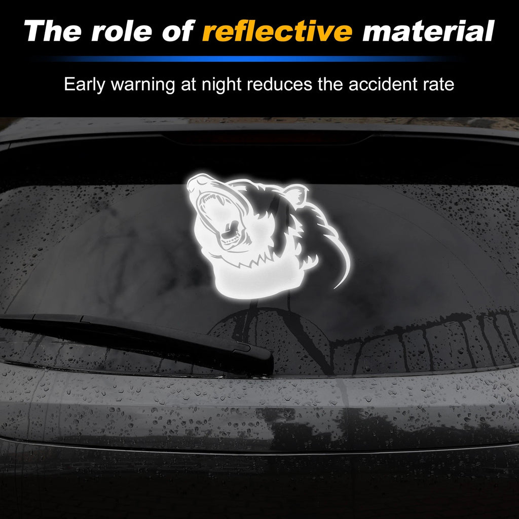 Reflective Bumper Decal for - Silver Roaring Bear Left