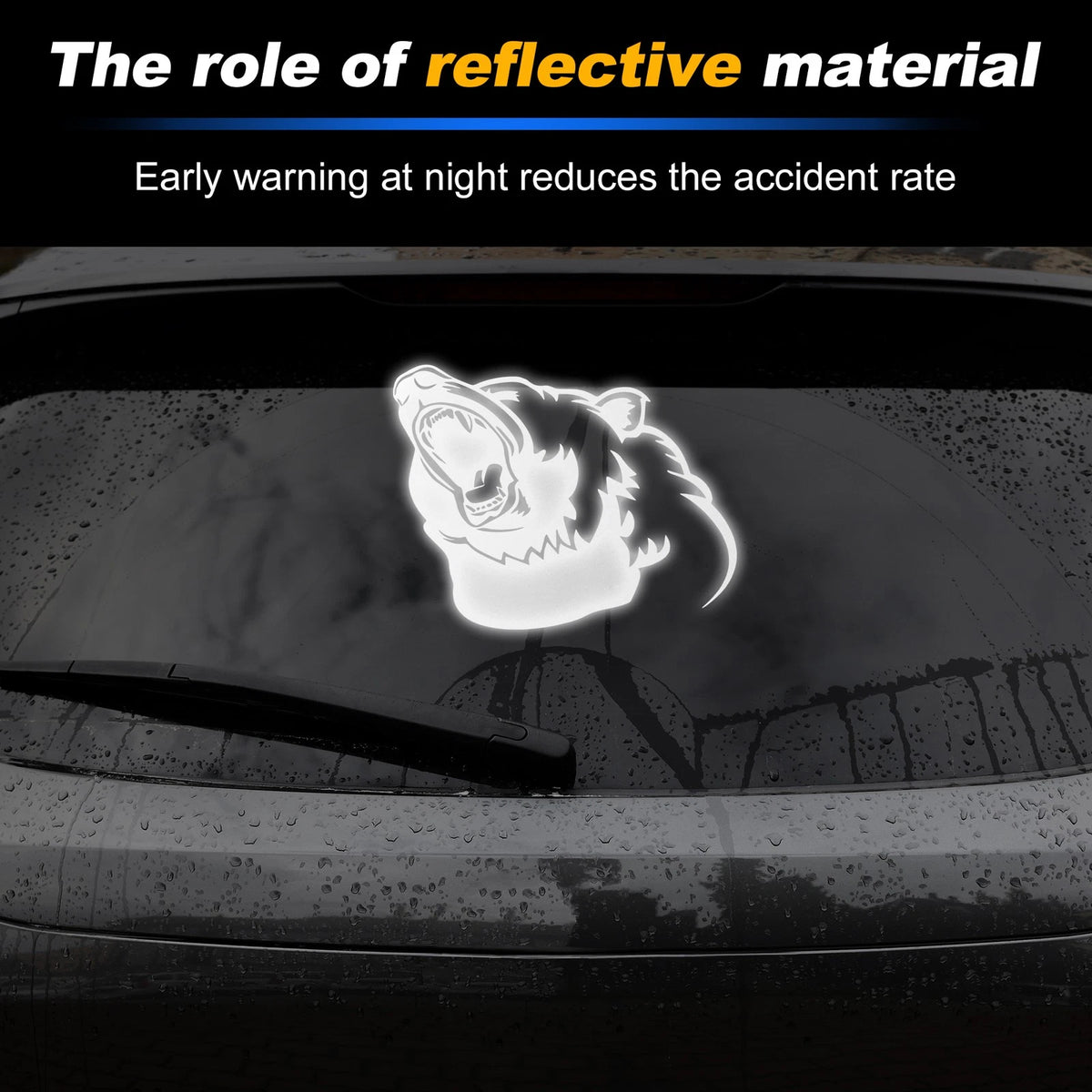 Reflective Bumper Decal for - Silver Roaring Bear Left