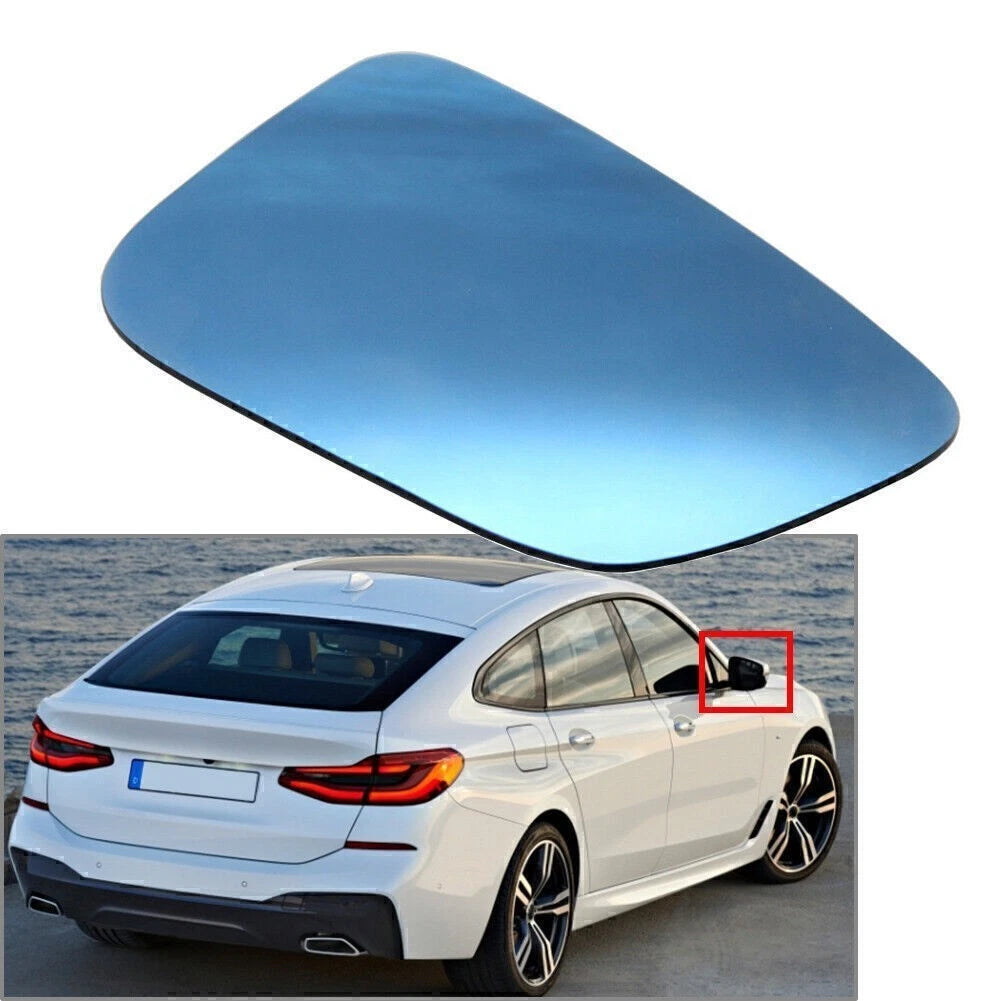 Right Side Wing Mirror Glass Heated Aspherical Blue for BMW 5 Series (2016–2023)