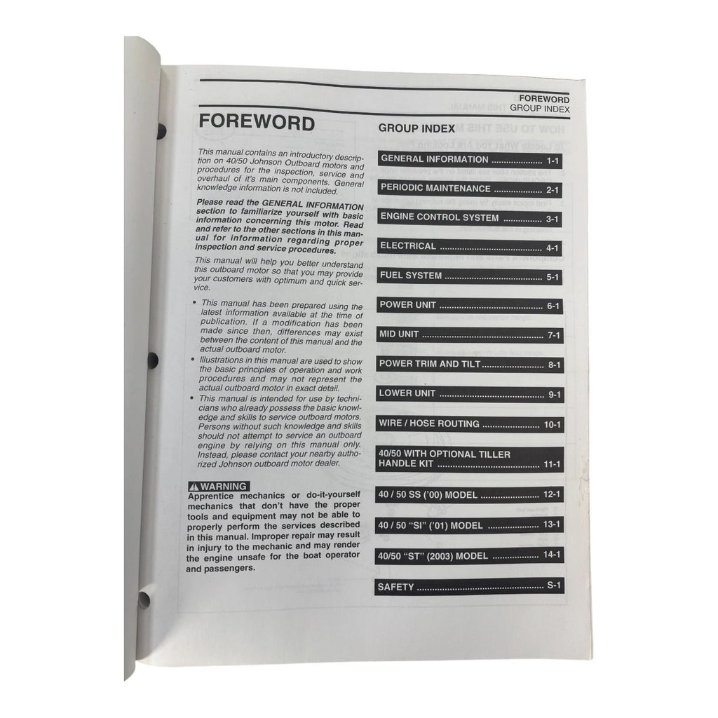 Service Manuals for Johnson 40/50 ST 4 Stroke (2003–Present) 5005469