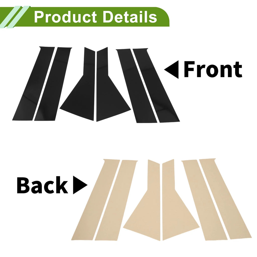 6 Pcs Pillar Window Trim Replacement for Dodge Journey (2009–2020) Black