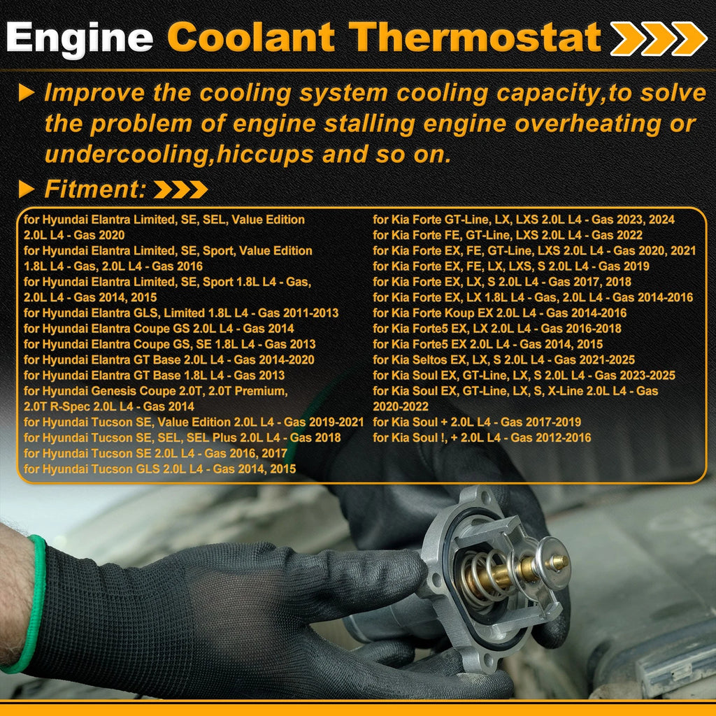 Engine Coolant Thermostat Replacement with Seal for Hyundai Elantra (2011–2022)
