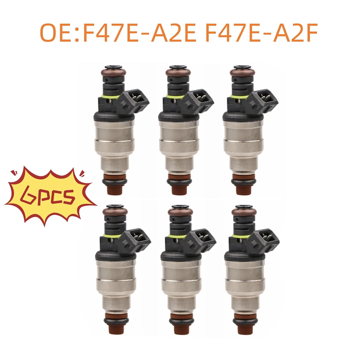 6PCS Flow Matched Fuel Injectors for Ford 2.3 2.9 3.0 3.8 4.9 5.0L (F47E-A2E)