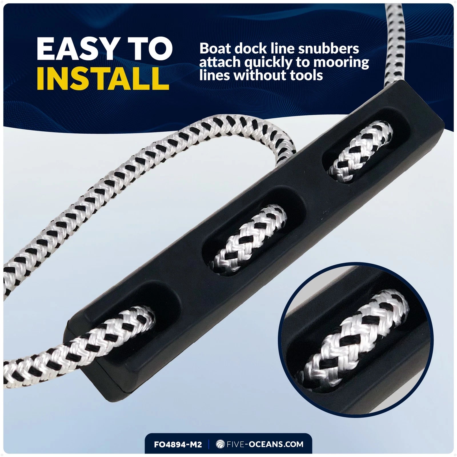 2-Pack Rubber Mooring for Dock Lines 5/8" to 11/16"