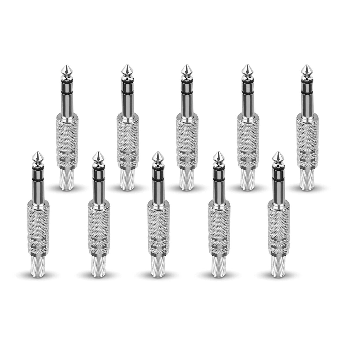 10-Pack 1/4" Male Mono Plug Stereo Audio Jack Connector Adapter