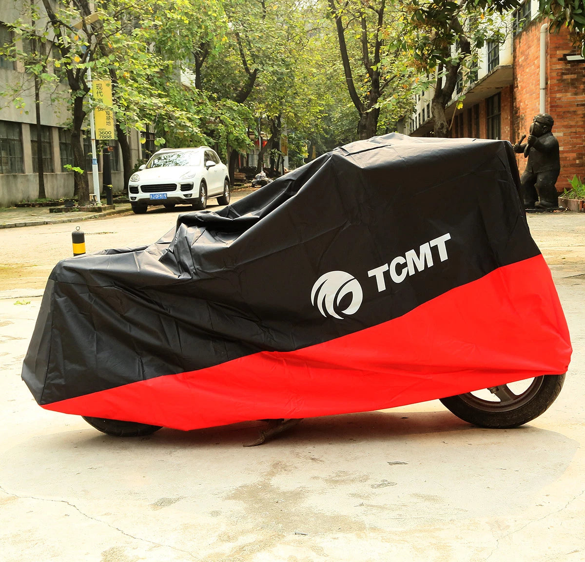 Motorcycle Rain Cover for 190T (Waterproof, UV Protector, Red)