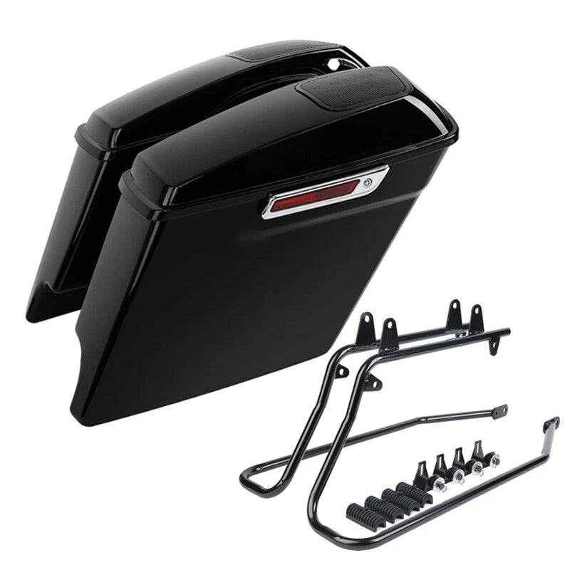 5" Stretched Saddlebags Speaker Lids & Bracket for Harley Softail (1984–2017)