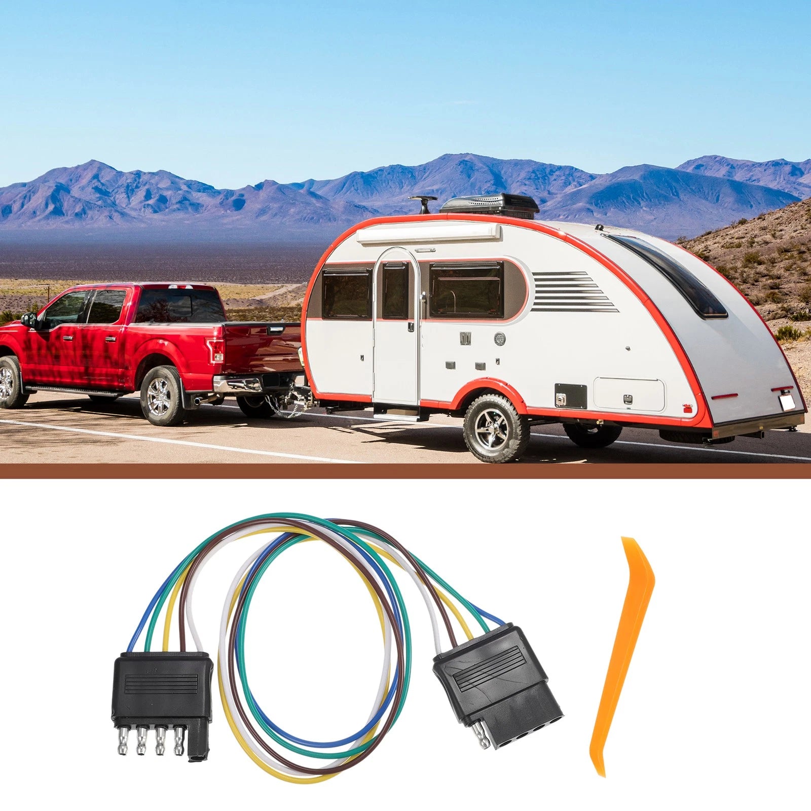 Trailer Wiring Harness 5 Pin Flat Connector for Car Vehicle Side (2018–2024)