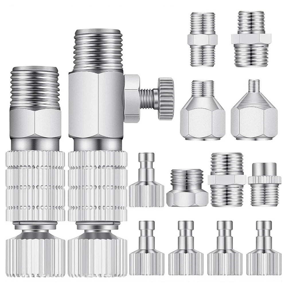 14-Piece Airbrush Fitting Kit with 1/8" & 1/4" Male/Female Options