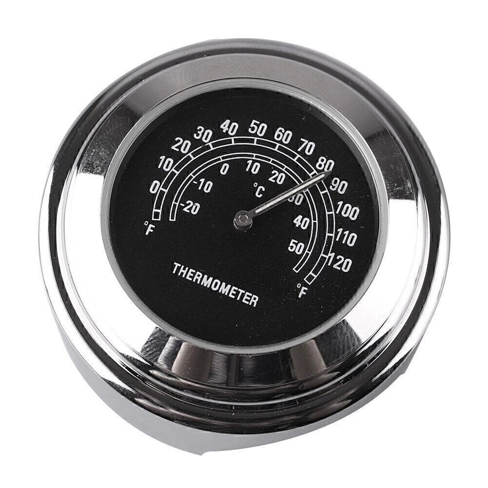 7/8" Motorcycle Handlebar Clock Thermometer Chrome Mount for UK Models
