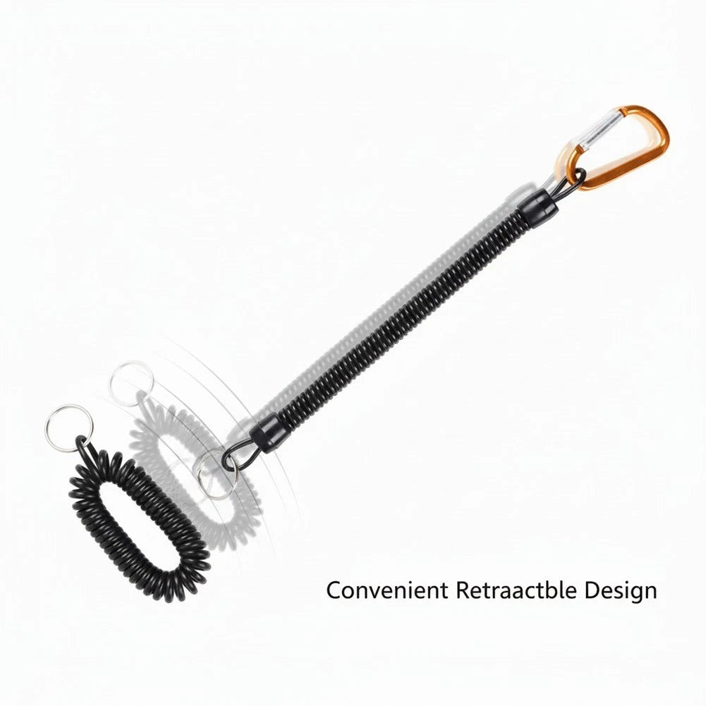 Coiled Fishing Lanyard with Spring Retraction for Rod Security