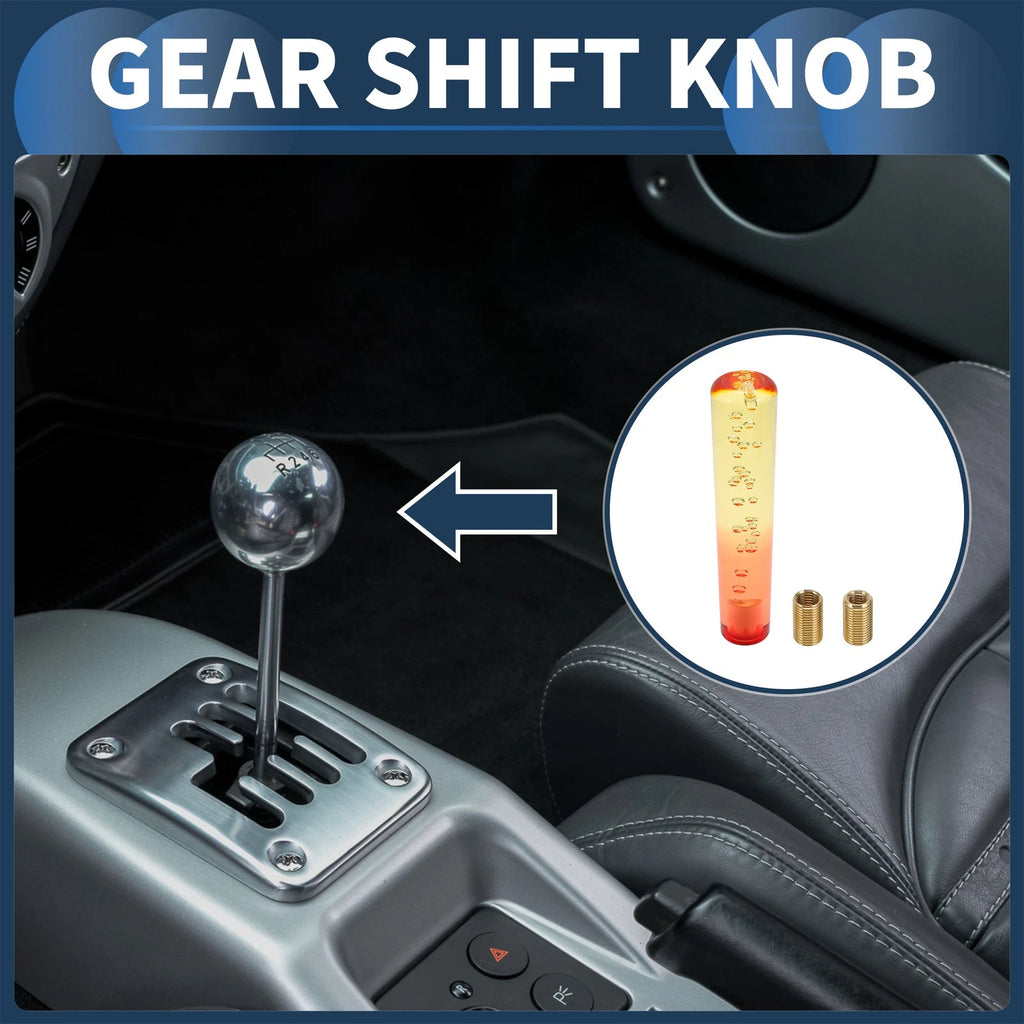 Crystal Gear Shift Knob Set for Universal Vehicles (20cm, Yellow Red)