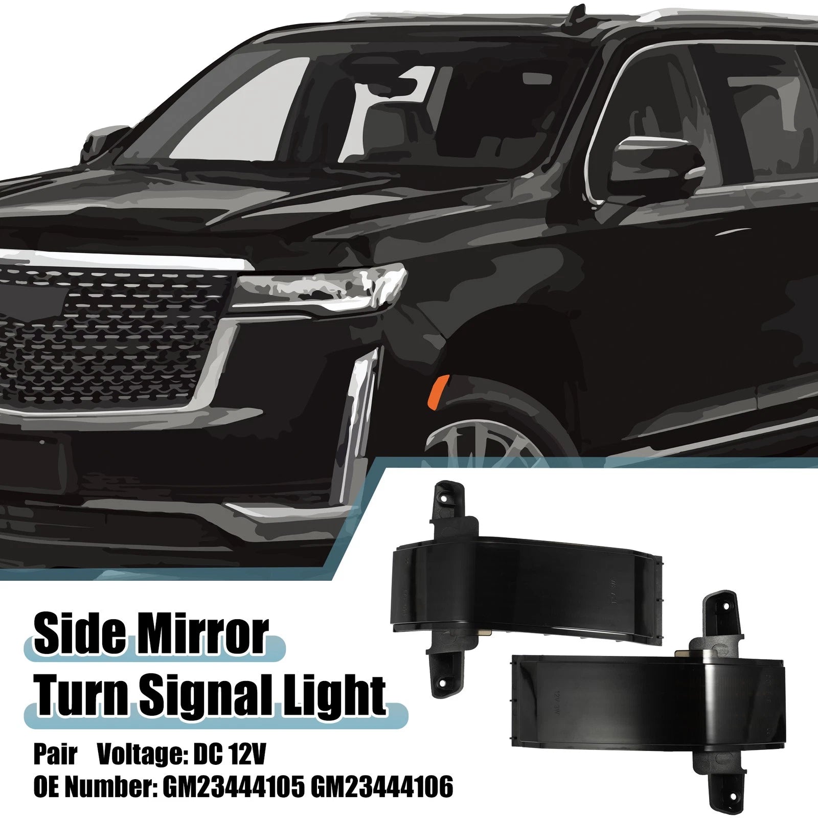 Pair Side Mirror Turn Signal Light Replacement for Cadillac Escalade (2015–2020)