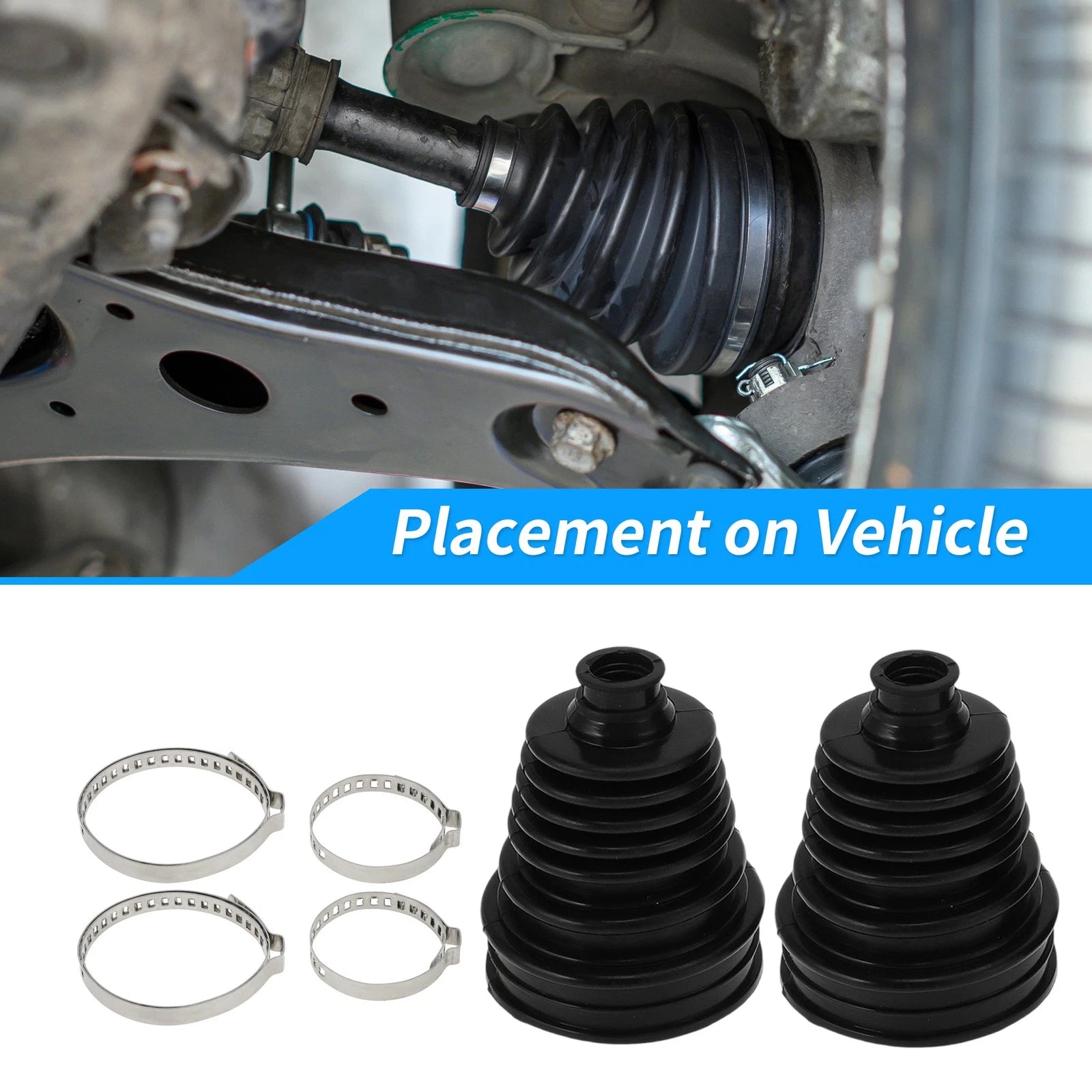 2pcs Universal CV Joint Boot with 4 Clamps CV Boot Repair Kit