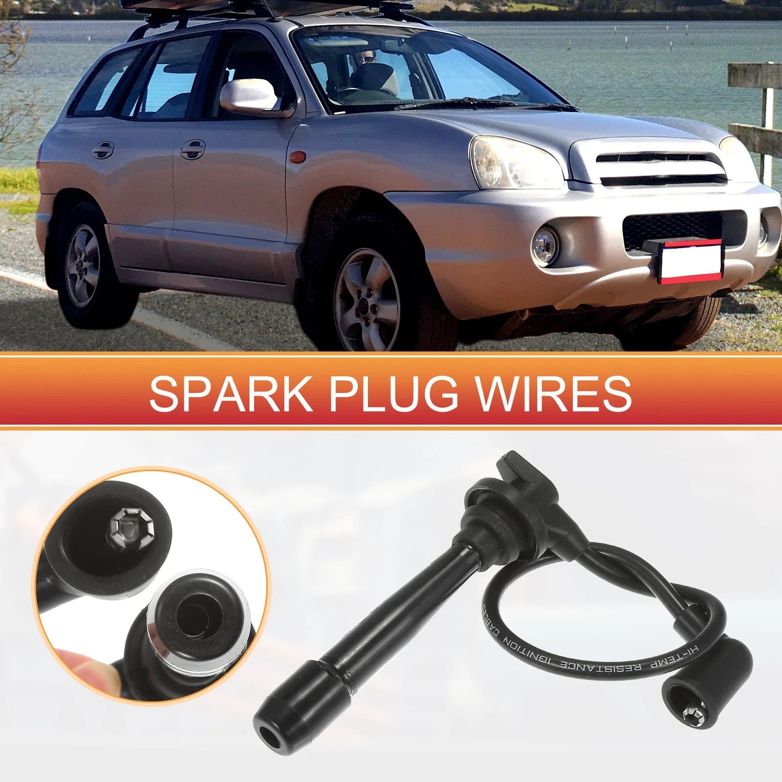 6 Pcs Spark Plug Wires Ignition Coil Cable Replacement for Hyundai Sonata (1999–2005)