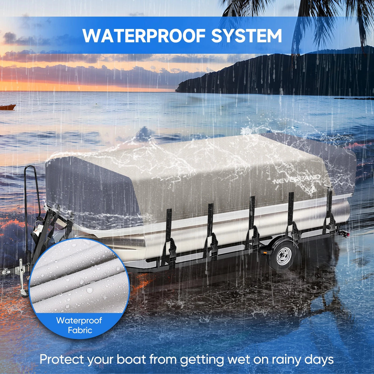 Pontoon Boat Cover for 21ft 22ft 23ft 24ft (Heavy Duty Waterproof)
