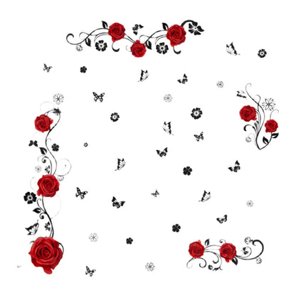 Red Flower Window Cling for Home Decor (Reusable Floral Sticker)