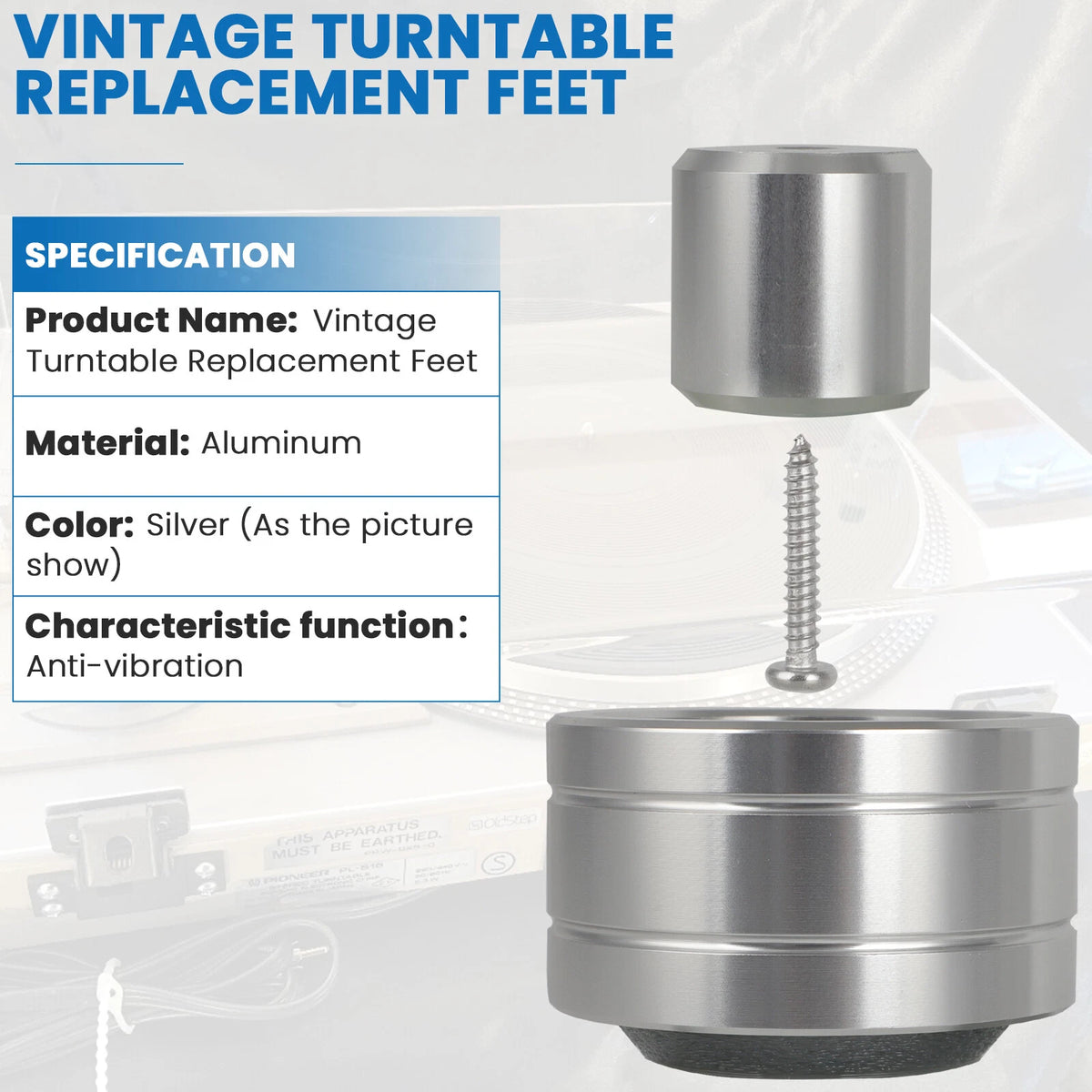 Replacement Feet for Pioneer Turntable PL-512/514/516/518/540/560