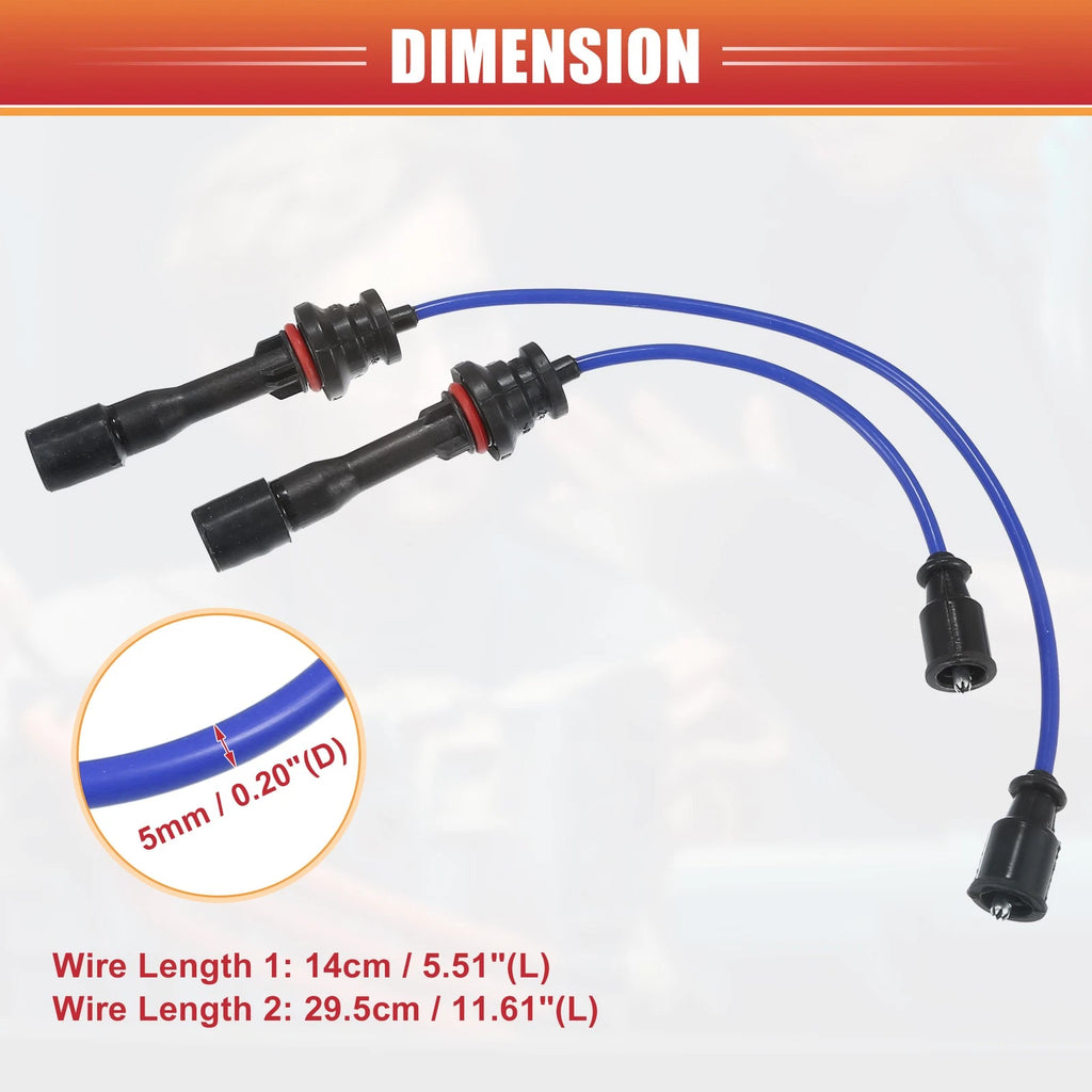 Ignition Coil Spark Plug Wire 2pcs Replacement for Mazda Miata (1990–1997)