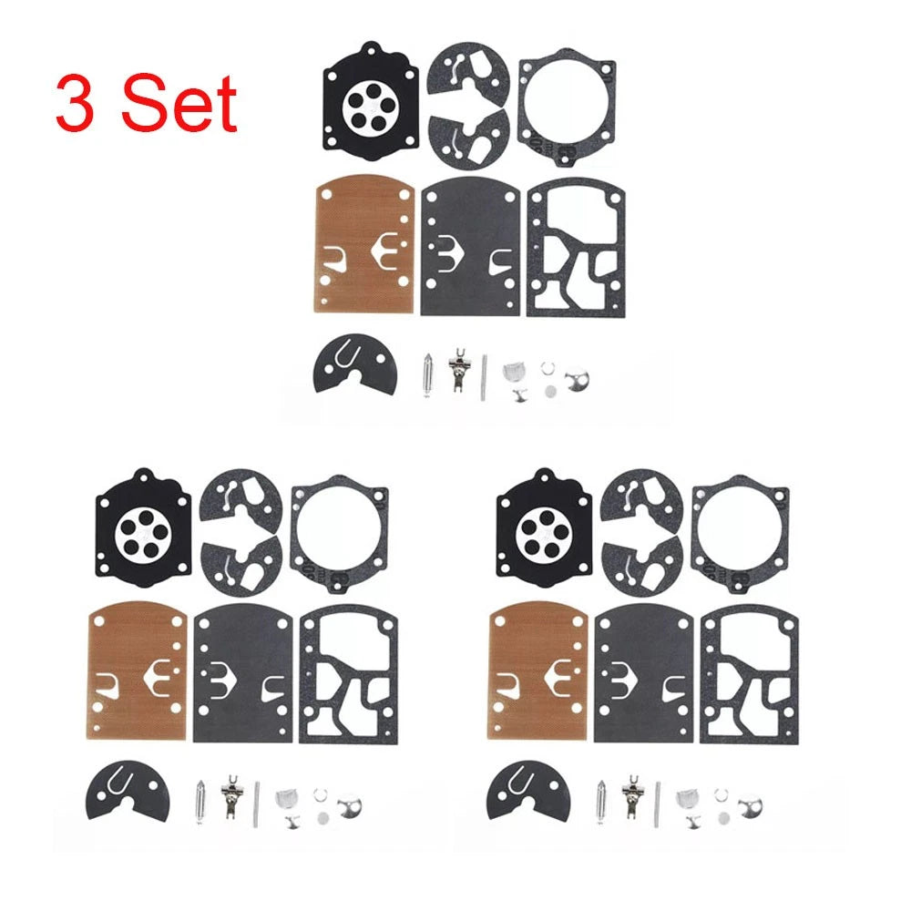 Set of 3 Carburetor Repair Kits for Homelite K10-WB 650 750 Chainsaw