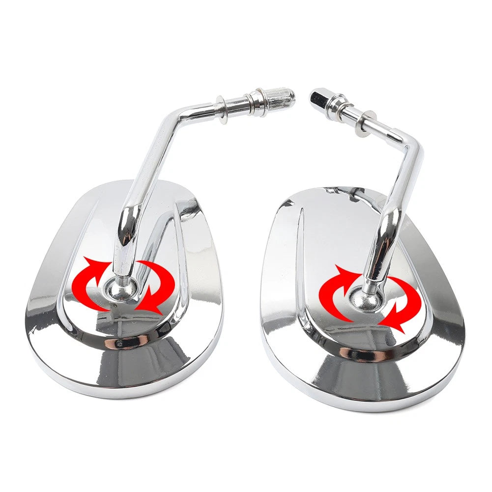 Teardrop Short Stem Rearview Side Mirrors for Harley Electra Glide Chrome