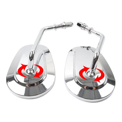 Teardrop Short Stem Rearview Side Mirrors for Harley Electra Glide Chrome