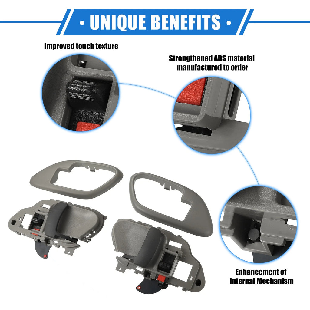 4 Pcs Interior Door Handle and Bezel Replacement for Chevy C1500 Suburban (1992–1999)